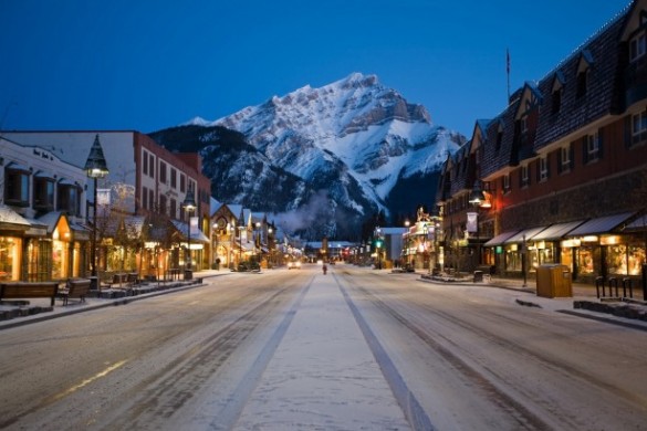 Banff town at night