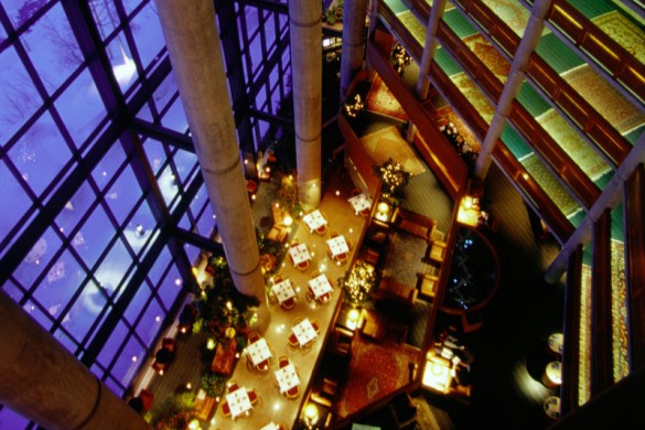 Hotel and Condos Cliff Lodge and Spa atrium, Snowbird ski resort, USA