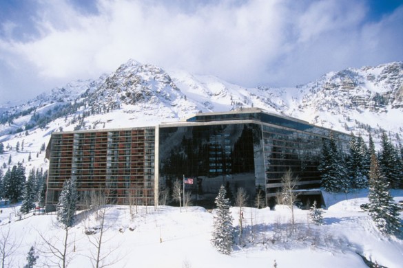 Hotel and Condos Cliff Lodge and Spa ext building, Snowbird ski resort, USA