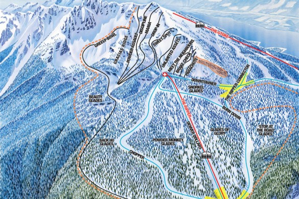 Revelstoke Piste Map Front Bowl Area