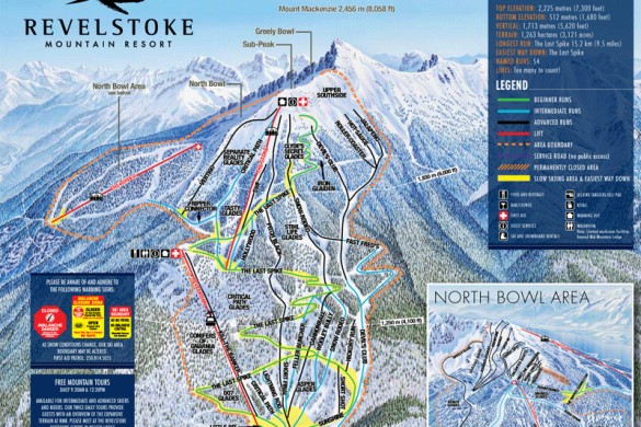 Revelstoke Piste Map North Bowl Area