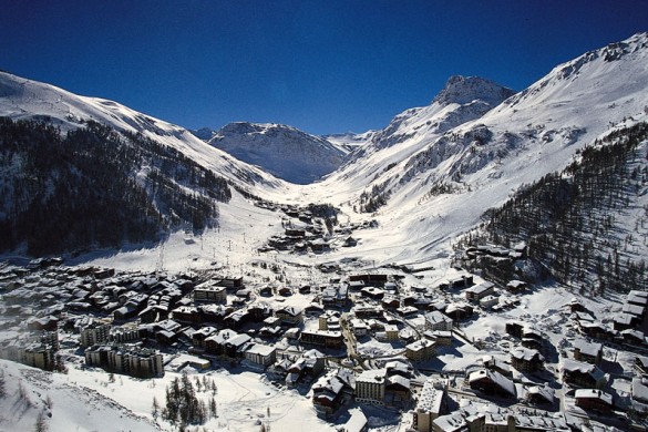 Val d'Isere, France, rooftops from above 
