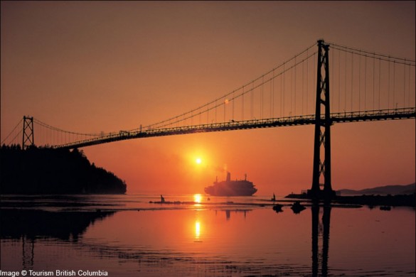 Vancouver city bridge at sunset, Canada