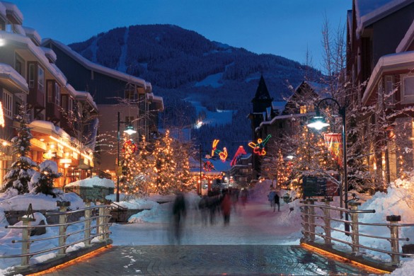 Whistler, USA, street at night 
