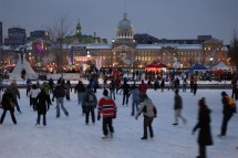 Montreal city, Canada, ice skaters