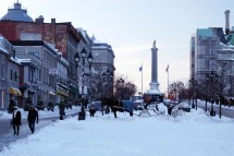 Montreal city, Canada, snowy square