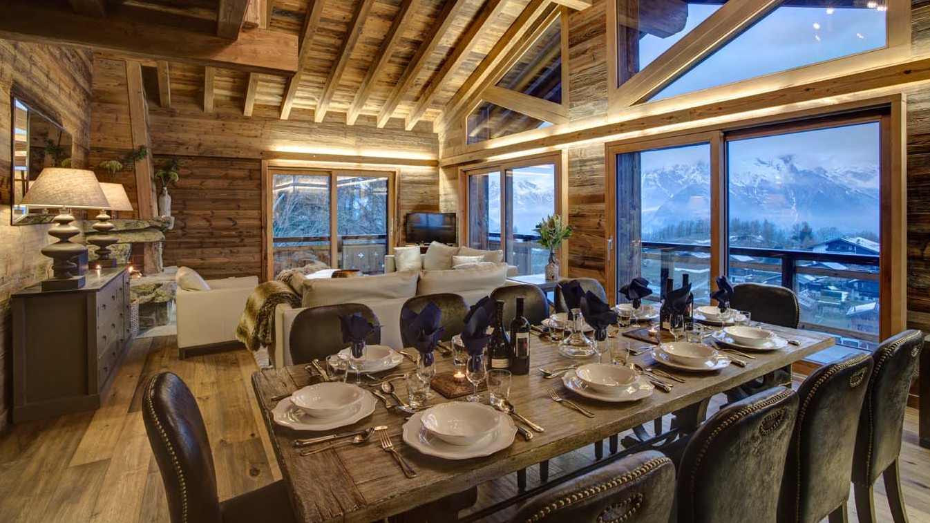 Main living and dining area, Chalet Altair, Nendaz, Switzerland Main living and dining area, Chalet Altair, Nendaz, Switzerland